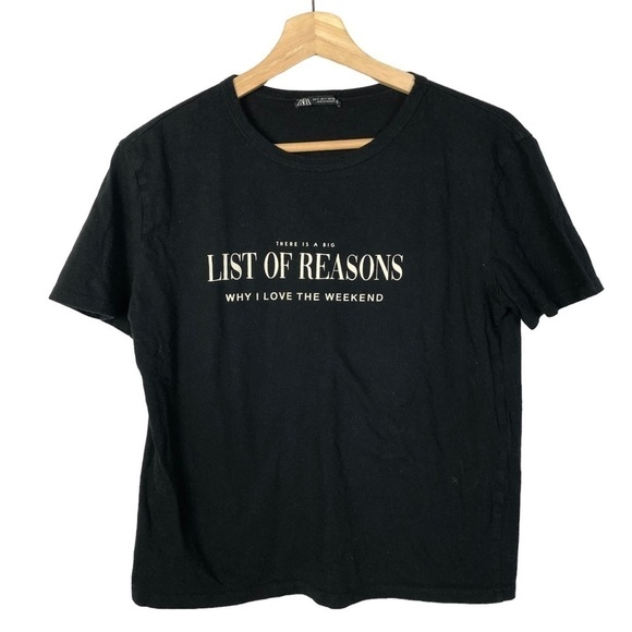 Zara Black Weekend Graphic Crewneck Short Sleeve T-Shirt S - Picture 1 of 3